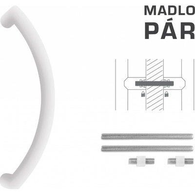 Vyosené madlo na dvere FT - MADLO kód K39 Ø 32 mm UN pár BIM - biela matná (FBO) | MP-KOVANIA.sk