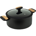 HORECANO HOME-Тенджера с капак 26x12cm BLACK AND WOOD (DFC-SC16-26) (0183167)