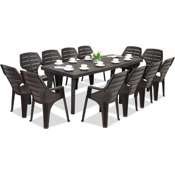 BICA Градинска мебел Bergen/Marne за 12 души Бика кафява (BC437BR + 12xBC27BR)