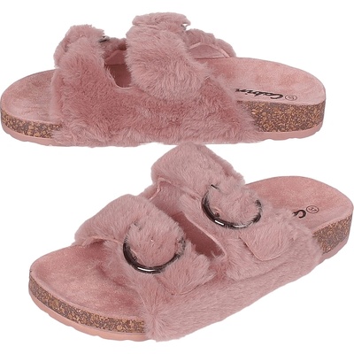 Чехли в розово с пух