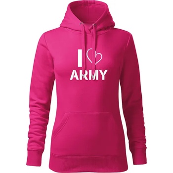 Image 1 of DRAGOWA дамски суитшърт с качулка, I Love Army, розов, 320г/м2 (5913)
