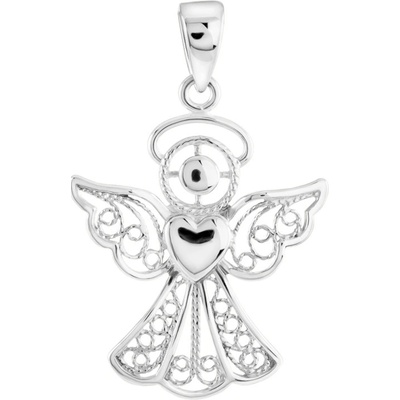 Gemmax Přívěsek Anděl z bílého zlato zdobený filigrány GLPWN 24221