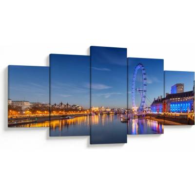 Obraz London Eye, pětidílný 150x80 cm