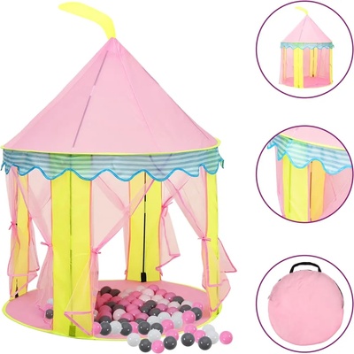 vidaXL Детска палатка за игра с 250 топки розово 100x100x127 см (3107747)