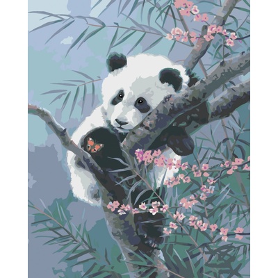 ZUTY Malování podle čísel PANDA MOTÝL A BAMBUS ABRAHAM HUNTER 40 x 50 cm