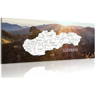 Obraz mapa Slovenska s malebnými horami - 120x60