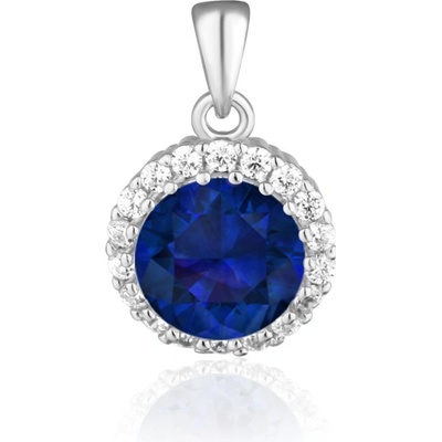 JVD Dámský stříbrný přívěsek se zirkony a modrým safírem SVLP0620SH2M300