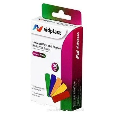Victoreks Health Products Ltd. Aidplast Náplast na rány barevná (1,9 x 7,2 cm) 20 náplastí