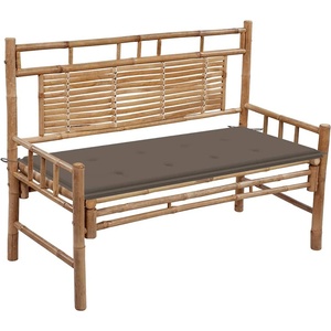 vidaXL Градинска пейка с възглавница, 120 см, бамбук (3063884)