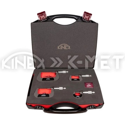 K-MET Комплект микрометри в куфар Kinex SK777-42-100, 7002, 7004, 7006, 7008, 0-100 mm, 0.01 mm, 4 броя (SK777-42-100)