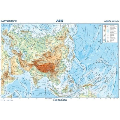 Asie - reliéf a povrch 1:42 500 000 - Kartografie Praha