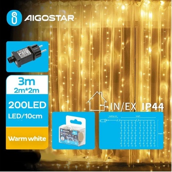 Aigostar LED Vonkajšia vianočná reťaz 200xLED 8 funkcií 5x2m IP44 teplá biela AI0457