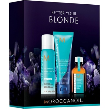 Moroccanoil Better Your Blonde šampon 70 ml + suchý šampon 65 ml + olej 25 ml dárková sada