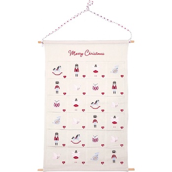 GREEN GATE Textilní adventní kalendář Cindarella White červená barva textil