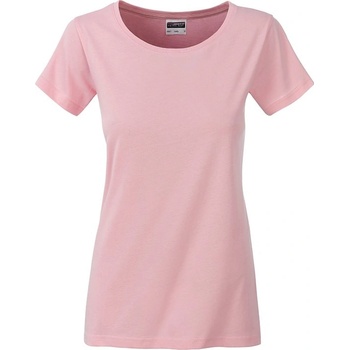 James & Nicholson Klasické dámské tričko z biobavlny 8007 Jemně růžová