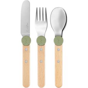 Opinel Детски комплект за хранене Opinel - Le Petit Gourmet, 3 части, зелен (003258)