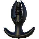 Kangvo - магнитен надуваем анален плъг с оребряване (черен) - lovesexshop