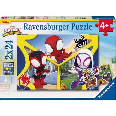 Ravensburger Детски пъзел Ravensburger от 2 x 24 части - Спайди и неговите невероятни приятели (5729)