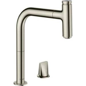 Hansgrohe Кухненски смесител Hansgrohe Metris M71 200 sBox с издърпващ се душ, черен хром, 1 струя (73804800)