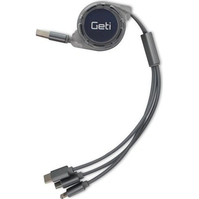 Geti GCU 04 USB 3v1 samonavíjecí, stříbrný