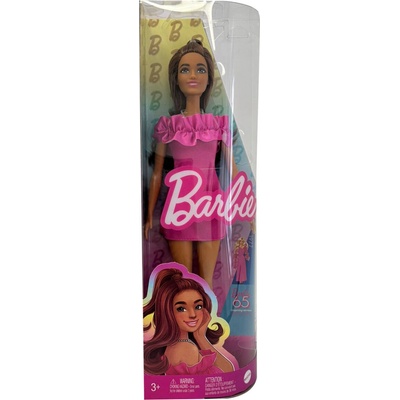 Mattel Barbie Fashionistas s růžovými volánovými šaty