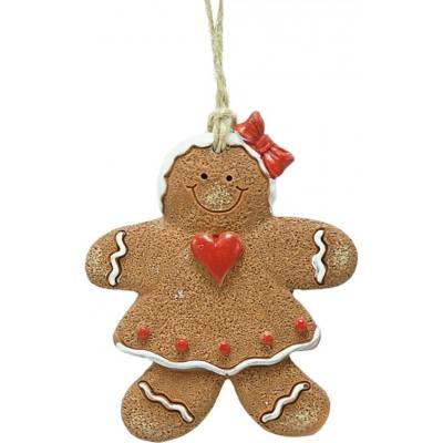 Clayre & Eef Hnědá vánoční ozdoba Perníček Gingerbread 7*1*8 cm