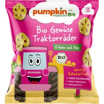 Pumpkin Organics Био зеленчуков снакс Pumpkin Organics - С царевица и грах, 20 g (202691)