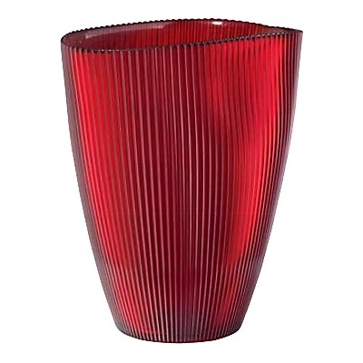 Váza BURA červená oválna s ryhovaním H24 cm