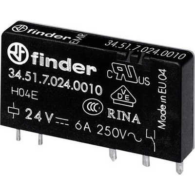 Úzké násuvné relé pro desky plošných spojů, série 34 Finder 12 V/DC, 6 A