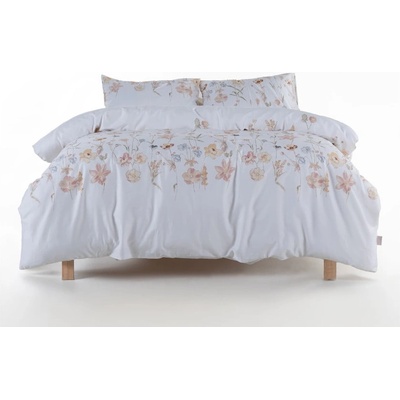 Mila Home Luxury Бяло двойно удължено спално бельо от памучен сатен 240x220 cm Ivory Garden Floral - Mila Home Luxury (MHBDL024D)
