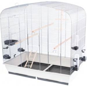 INTER-ZOO Pet Products Клетка за птици САРА хром - 78 x 48 x 78 см СВЕТЛО СИВА