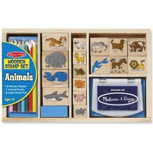 Melissa & Doug - Комплект за печат на животни - Дървени печати