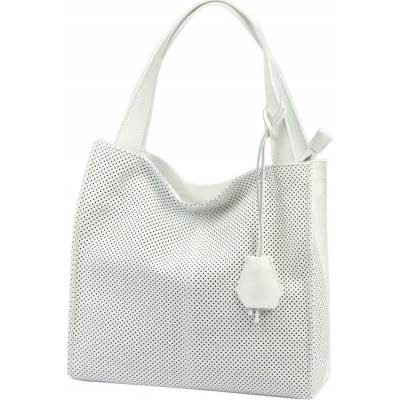Luka bílá kožená shopper kabelka