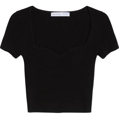 Bershka Тениска черно, размер S