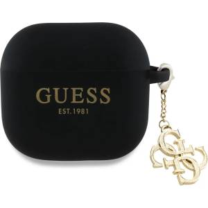Guess GUA4LECG4K силиконов калъф за AirPods 4 черен с 4G Charm (GUA4LECG4K)