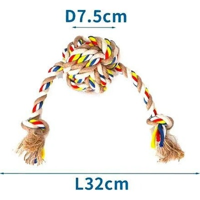Nobleza bavlněné lano s míčkem a 2 uzly 32 cm béžové