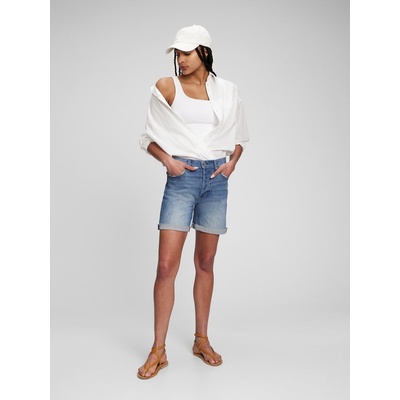 GAP 811655-00 kraťasy midi high rise Modrá
