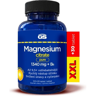 GS Magnesium citrate pure 1340 mg + XXL B6 100 + 30 tabliet