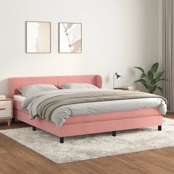 vidaXL Боксспринг легло с матрак, розово, 160x200 см, кадифе (3127384)