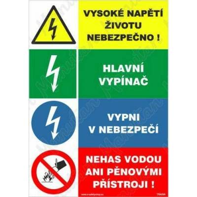Manutan Vysoké napětí životu nebezpečno, samolepka 210 x 297 x 0,1 mm A4