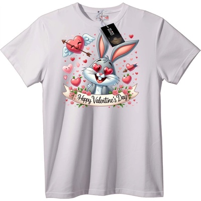 NOONEBRAND Тениска Валентинска зайчета в любов - 2XL, White