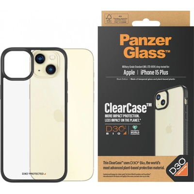 Panzer Гръб PanzerGlass за Apple iPhone 15 Plus Clearcase with D3O - Черна рамка