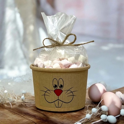 Nutworld Zajíček Eko kelímek a celofánek Mini Marshmellow 50 g