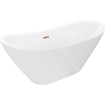 Mexen Lotos свободностояща вана 140 x 75 см, бяла, преливане розово злато - 52051407700-60 (52051407700-60)