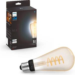 Philips White E27 Large Edison Filament ST72 550lm, warm white light, dimmable, controllable via app, compatible with Amazon Alexa (Echo, Echo Dot), pack of 1 - 929003052301 - boombuy