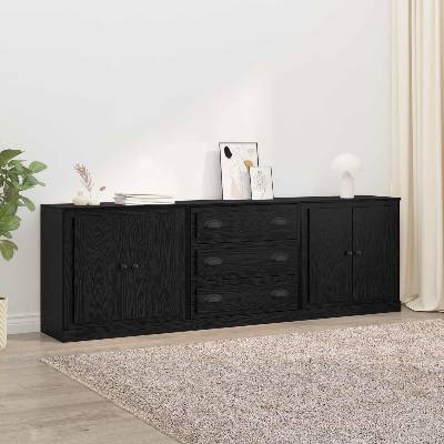 vidaXL Скейдбордове с чекмедже 3 pcs Черен дъб 210 x 35, 5 x 67, 5 см (3402649)