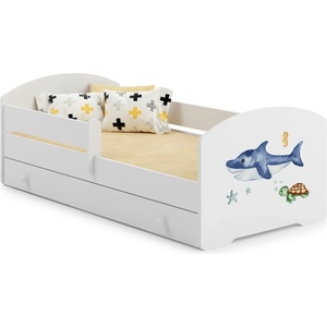 Kobi Детско легло Luk с парапет и чекмедже с различни мотиви (140 х 70 см, shark)