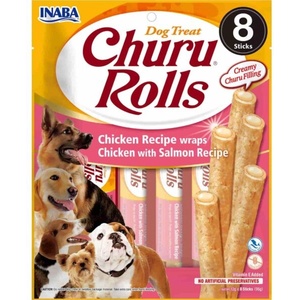 Inaba Foods Churu Rolls за кучета Пилешко с сьомга 8x12g