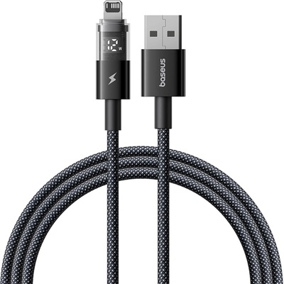 Baseus - Data Cable Display 2 (P10382700121-01) - USB към Lightning, бързо зареждане, цифров дисплей, 2.4A, 2m - Cosmic Black
