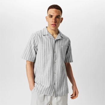 Image 1 of Jack Wills Риза Jack Wills Men's JW Linen Short-Sleeve Plain Shirt - Sage Stripe